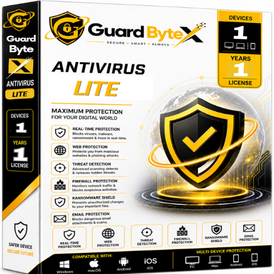 GuardByteX Antivirus Lite (1 Device / 1 Year)