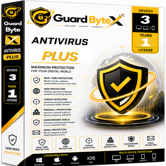 GuardByteX Antivirus Plus (3 Devices / 1 Year)